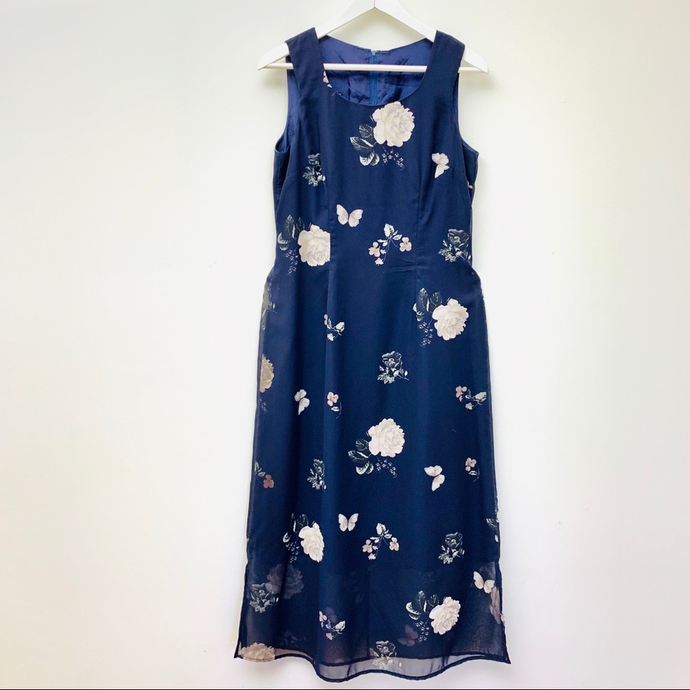 Rabbit Rabbit Rabbit Navy Floral Lined Dress